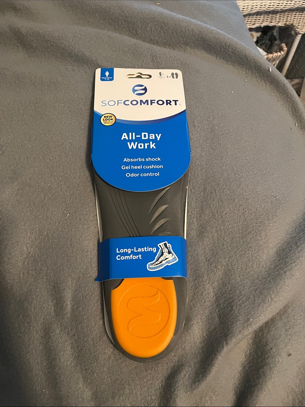 All-Day Work Men's Insoles - Black & Orange